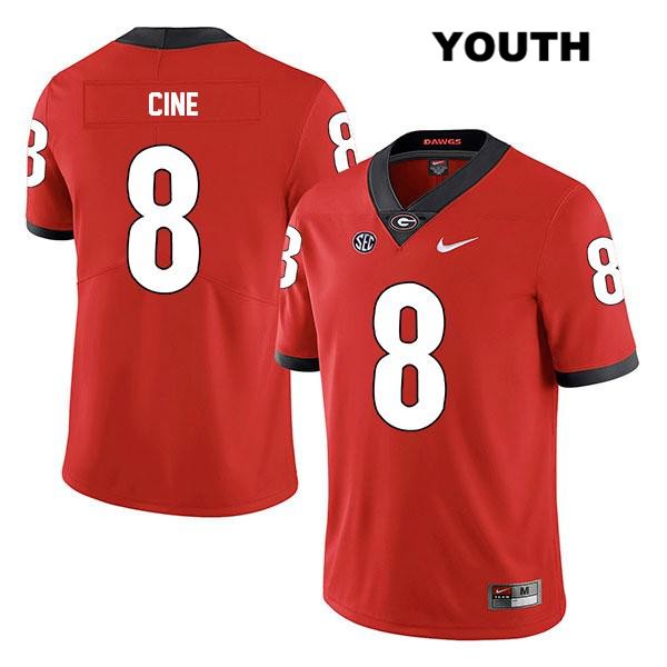 Georgia Bulldogs Youth Lewis Cine #8 NCAA Legend Authentic Red Nike Stitched College Football Jersey MZG5456AB